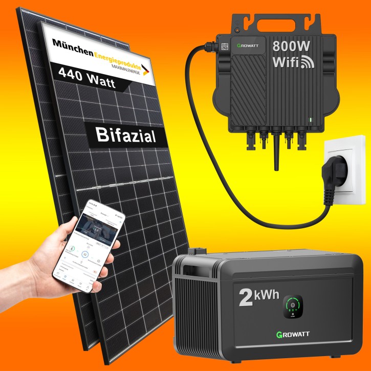 1760Watt Balkonkraftwerk mit 2 kWh Speicher Plug and Play (0% MwSt.*)