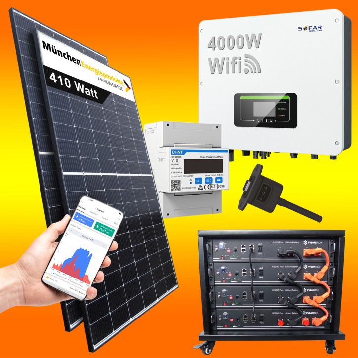 2000Watt Solaranlage (0% MwSt.*) mit Lithium Speicher Hybrid PV Anlage