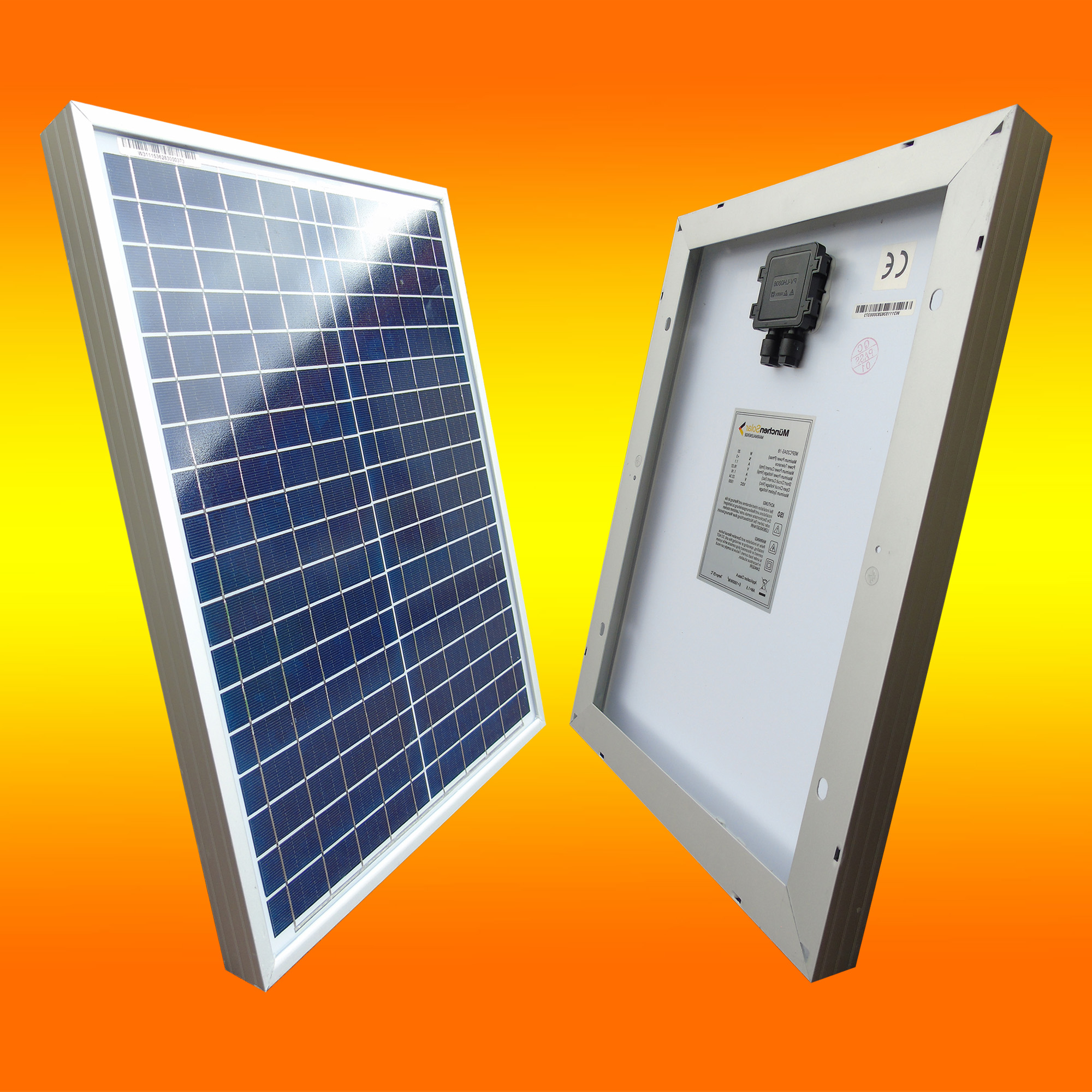 1 Stück Solarmodul 12V 20Watt Polykristallin Solarpanel 19% MWST.-MO020P01