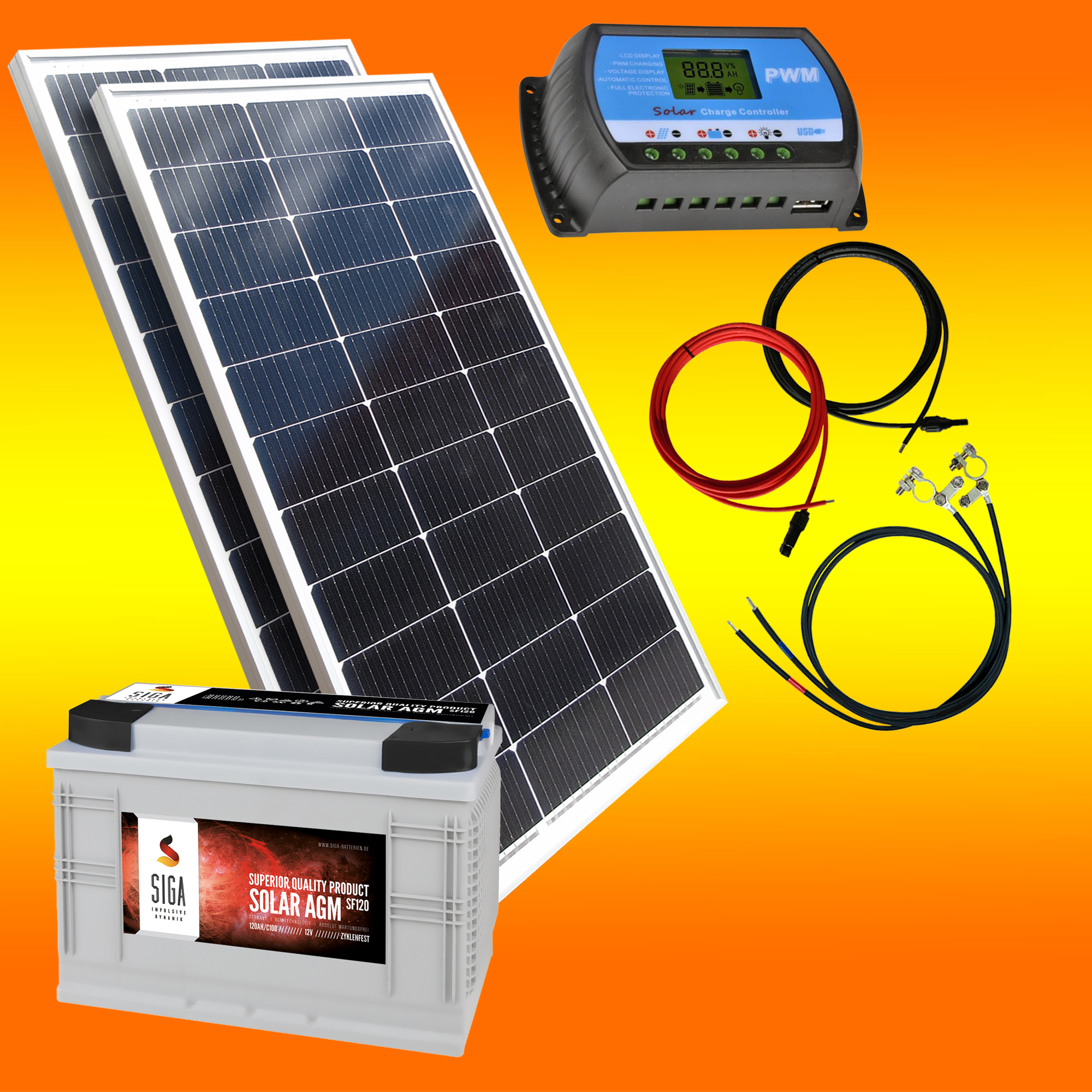 200W Faltbar Tragbar SolarPanel + 12V 20A Batterie Ladegerät Camping  Wohnmobil