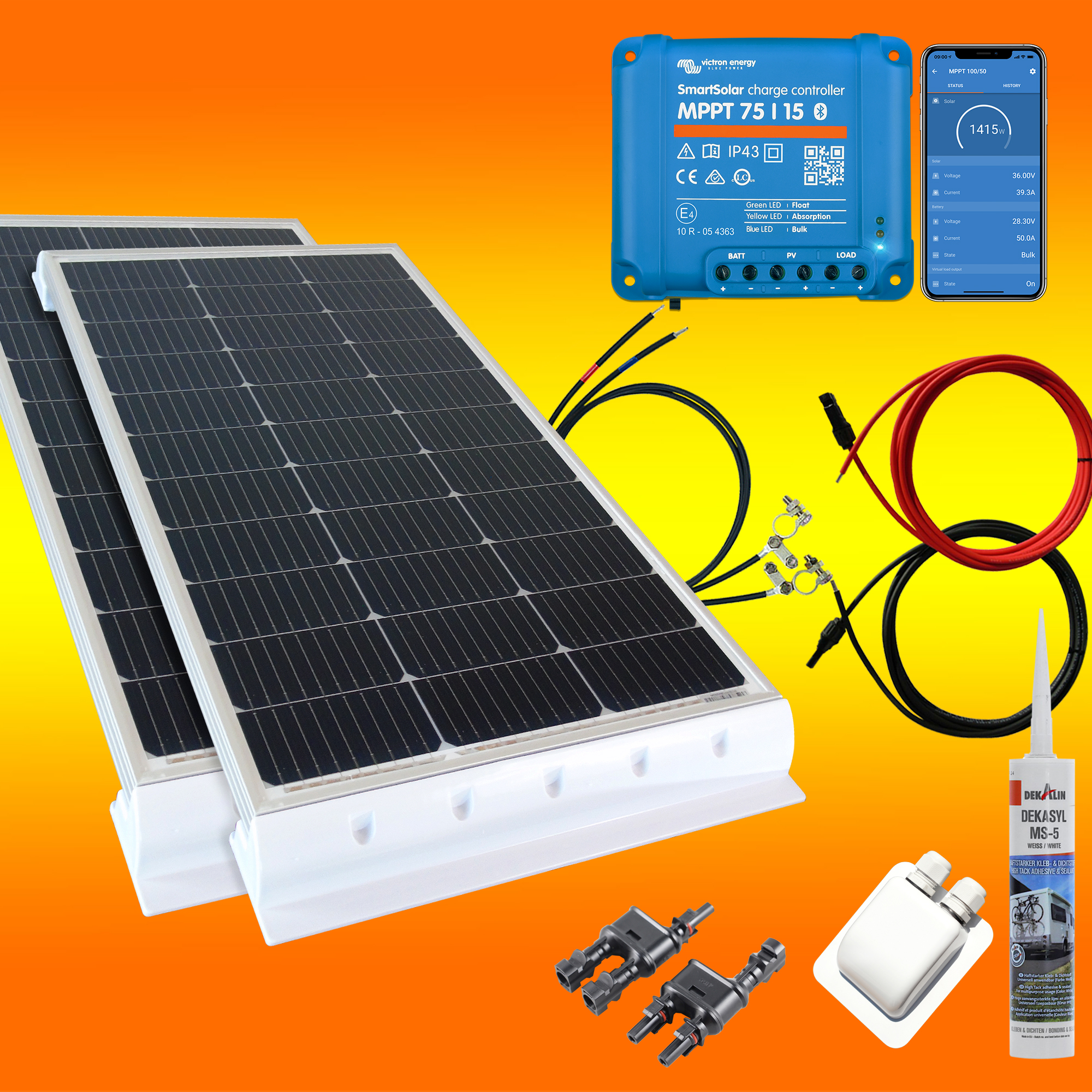 Wohnmobil Solar-Set 200W LiFePO4 12V 100Ah + Victron Solarladeregler