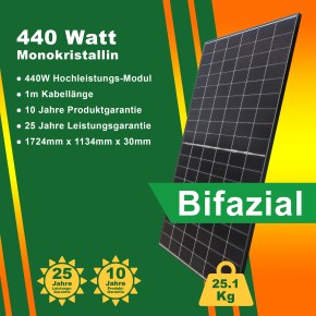 440Wp Solarmodul Glas/Glas Bifazial MünchenSolar Monokristallin Black