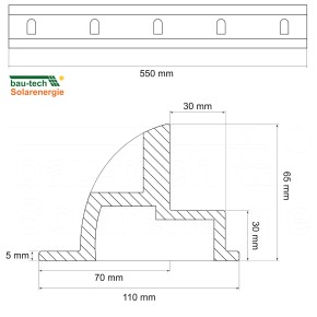 Solarmodul Halterung Wohnmobile 55 cm ABS Kunststoff schwarz inkl. Schrauben