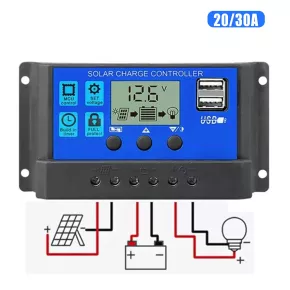 B- Ware (0% MwSt.*) 20A Solar Controller 12V 24V Regler PWM Solar Batterie Ladegerät System LCD USB